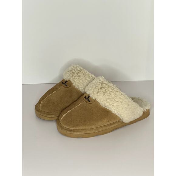 Bearpaw Girls Slippers – Tan Suede Slip-On House Shoes (Size US 3) - Picture 4 of 6